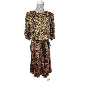 Vintage Breli Originals Animal Print Fit Flare Dress Made In USA Size 8